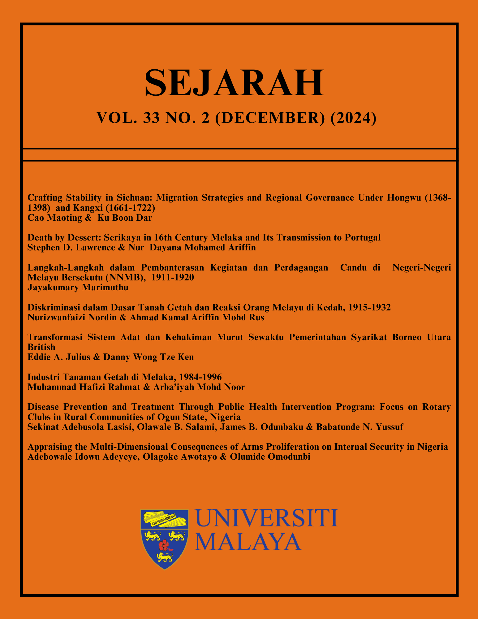 					View Vol. 33 No. 2(December) (2024): SEJARAH
				